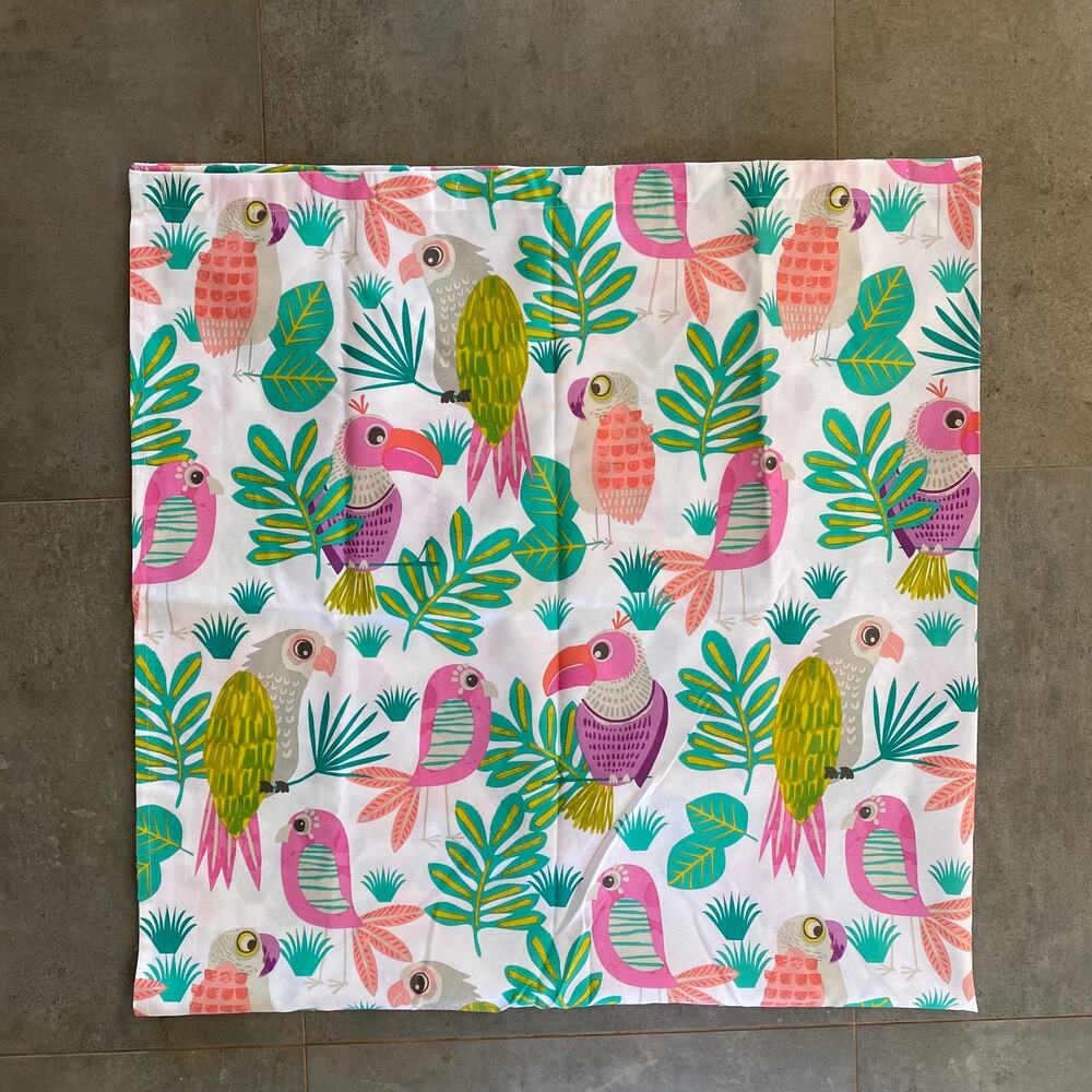 Pillowfort Shower‎ Curtain Neon Bright Tropical Birds in Foliage